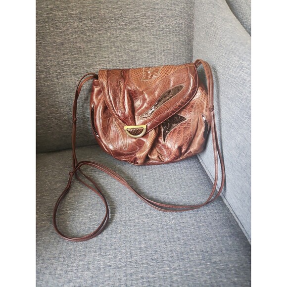 Sharif Vintage Brown Leather Patchwork Design Crossbody Bag - Picture 1 of 11